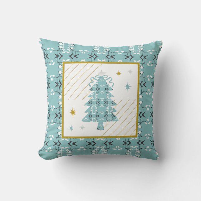 Festive Royal Botanical Robin's Egg Blue Emblem Kissen (Vorderseite)