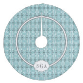 Festive Royal Botanical Robin's Egg Blue Monogram Fleece Weihnachtsbaumdecke (Vorderseite)