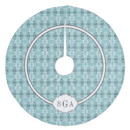 Festive Royal Botanical Robin's Egg Blue Monogram Fleece Weihnachtsbaumdecke