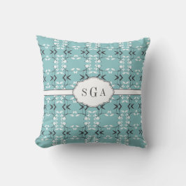 Festive Royal Botanical Robin's Egg Blue Monogram Kissen
