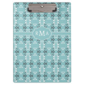 Festive Royal Botanical Robin's Egg Blue Monogram Klemmbrett (Vorderseite)