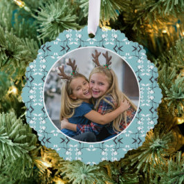 Festive Royal Botanical Robin's Egg Blue Ornament Karte