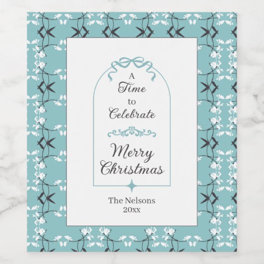 Festive Royal Botanical Robin's Egg Blue Weinetikett (Einzelnes Label)