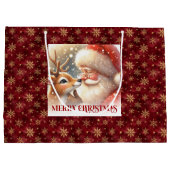 Festive Rudolph and Santa Kids Christmas Gift Bag  Große Geschenktüte (Rückseite)