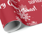 Festive Rudolph Reindeer Snow Personalized Xmas Geschenkpapier (Rolleneckpunkt)