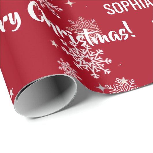 Festive Rudolph Reindeer Snow Personalized Xmas Geschenkpapier (Rolleneckpunkt)