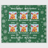 Festive Rudolph Reindeer Snow Personalized Xmas Geschenkpapier (Flach)