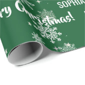 Festive Rudolph Reindeer Snow Personalized Xmas Geschenkpapier (Rolleneckpunkt)