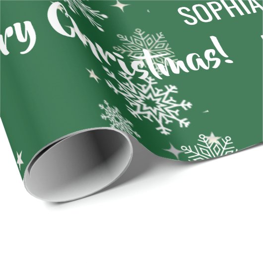 Festive Rudolph Reindeer Snow Personalized Xmas Geschenkpapier (Rolleneckpunkt)