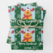 Festive Rudolph Reindeer Snow Personalized Xmas Geschenkpapier Set (Beispiel)