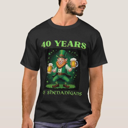 Festive Saint Patrick's 40. Geburtstagsfeier T-Shirt (Vorderseite)
