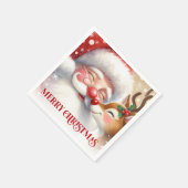 Festive Santa and Rudolph Christmas Napkins Dinner Serviette (Ecke)