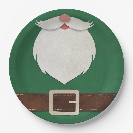 Festive Santa Beard & Belt Holiday Paper Plates Pappteller (Vorderseite)