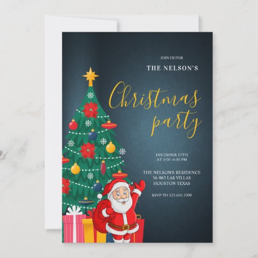 Festive Santa Christmas Party Invitation | Holiday Einladung (Vorderseite)
