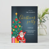 Festive Santa Christmas Party Invitation | Holiday Einladung (Stehend Vorderseite)