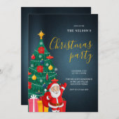Festive Santa Christmas Party Invitation | Holiday Einladung (Vorne/Hinten)