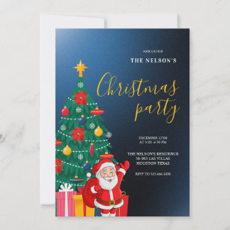 Festive Santa Christmas Party Invitation | Holiday Einladung
