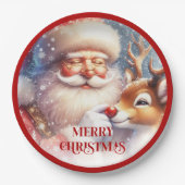 Festive Santa Claus Funny Christmas Kids Paper Pappteller (Vorderseite)
