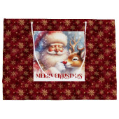Festive Santa Claus Red Nose Rudolph Gift Bag Große Geschenktüte (Rückseite)