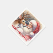 Festive Santa Claus Rudolph Christmas Party Dinner Serviette (Ecke)