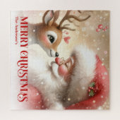 Festive Santa Claus Rudolph Personalized Kids Gift Puzzle (Horizontal)