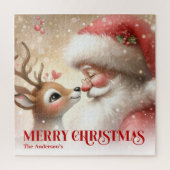 Festive Santa Claus Rudolph Personalized Kids Gift Puzzle (Vertikal)
