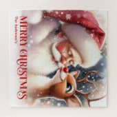 Festive Santa Claus Rudolph Personalized Kids Gift Puzzle (Horizontal)