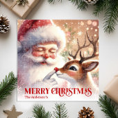 Festive Santa Claus Rudolph Personalized Kids Gift Puzzle