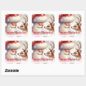 Festive Santa Claus Rudolph Personalized Kids Gift Quadratischer Aufkleber (Blatt)