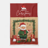 Festive Santa & Gifts Christmas Kitchen Towel Geschirrtuch (Vertikal)