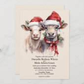 Festive Santa Hat Cow Calves Christmas Wedding  Einladung (Vorne/Hinten)