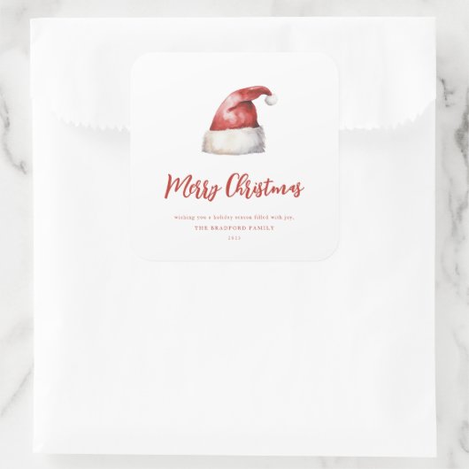 Festive Santa Hat Quadratischer Aufkleber (Tasche)