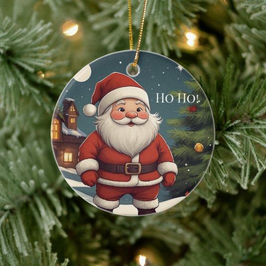Festive Santa Ho Ho Merry Christmas Ornament (Baum)