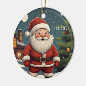 Festive Santa Ho Ho Merry Christmas Ornament (Links)