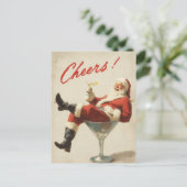 Festive Santa Holiday Cheers Feiertagspostkarte (Stehend Vorderseite)