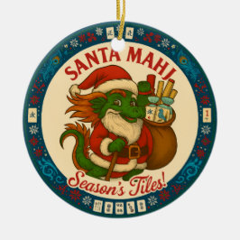 Festive Santa Mahj Ornament