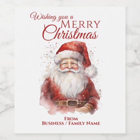 Festive Santa Merry Christmas Weinetikett (Einzelnes Label)