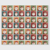 Festive Santa Pattern in Bright Blocks Geschenkpapier (Flach)