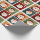 Festive Santa Pattern in Bright Blocks Geschenkpapier (Ecke)