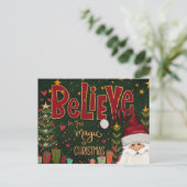 Festive Santa Presents Believe Inspirivity  Postkarte (Stehend Vorderseite)