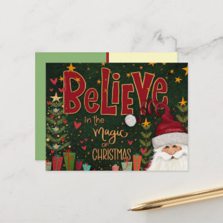Festive Santa Presents Believe Inspirivity Postkarte
