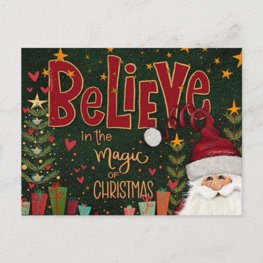 Festive Santa Presents Believe Inspirivity  Postkarte (Vorderseite)