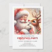 Festive Santa Rudolph Christmas Celebration Invite Einladung (Vorderseite)