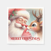 Festive Santa Rudolph Christmas Napkins Holiday Serviette (Vorderseite)
