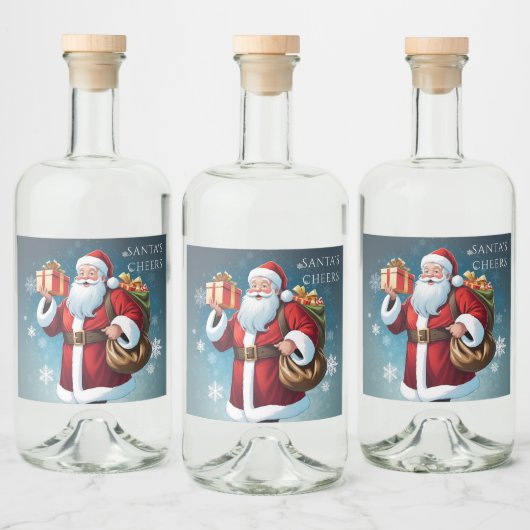 Festive Santa’s Cheers Merry Christmas Holiday Alkoholflaschenetikett (Flaschen)