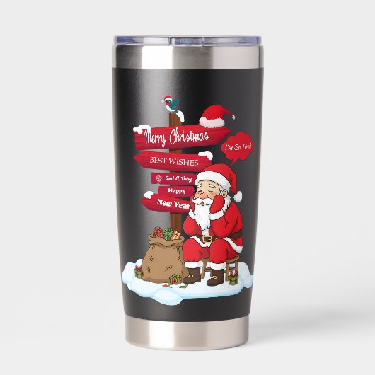 Festive Santa Signpost 11 oz Dual Tone Ceramic Mug Thermobecher (Rückseite)