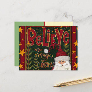 Festive Santa Stars Believe Inspirivity Postkarte