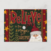 Festive Santa Stars Believe Inspirivity  Postkarte (Vorderseite)