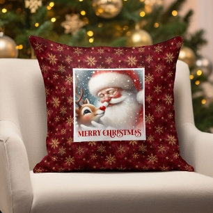 Festive Santa und Rudolph Weihnachts-Wurfkissen Kissen