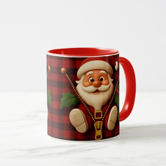 Festive Santa Zipper | Plaid Christmas Drinkware Tasse (VorderseiteRechts)